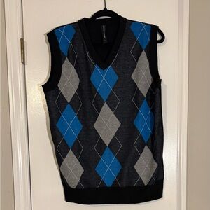 Men's Argyle Sweater Vest - Blue Gray and black grandpa core